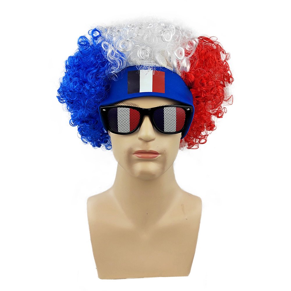 Party Games Usa - طقم شعر مستعار أفرو مع نظارات
